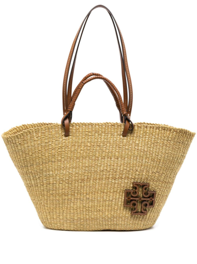 Tory Burch Ella Straw Tote Bag In Neutrals