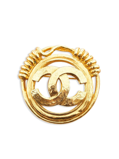 Pre-owned Chanel Cc Brass Brooch In Gold