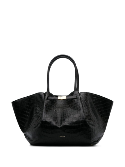 Demellier Black New York Mock Croc Tote Bag