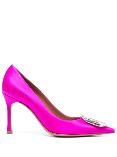 Amina Muaddi Camelia Satin Pumps In Pink