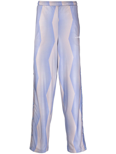 Acne Studios Graphic-print Straight Trousers In Blue,beige