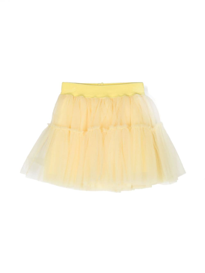 Monnalisa Kids' Logo-waistband Cotton Tutu Skirt In Yellow