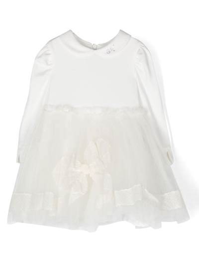 Monnalisa Babies' Long-sleeve Tulle Dress In White