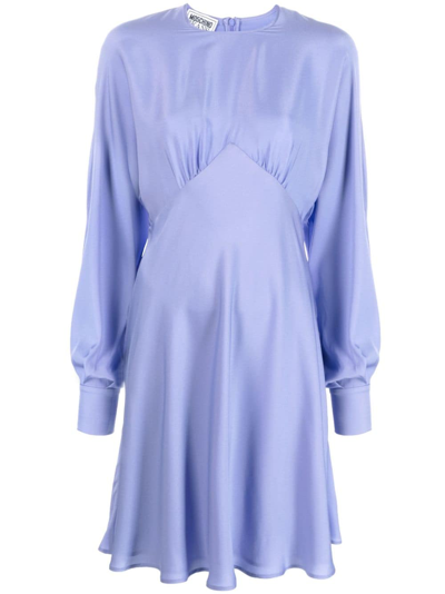 Moschino Satin Poet-sleeve Midi Dress In Purple