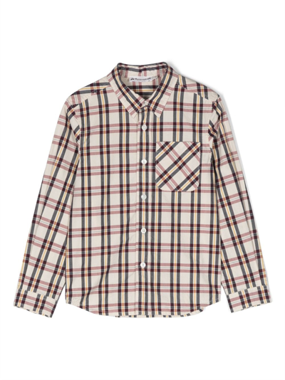 Bonpoint Kids' Plaid Check-pattern Shirt In Ivory