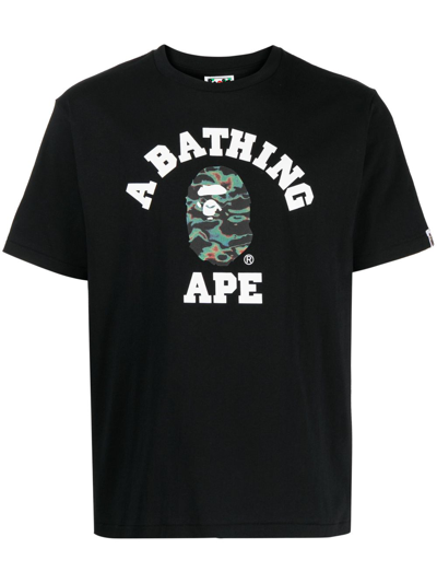 A Bathing Ape Logo-print Crew-neck T-shirt In Black