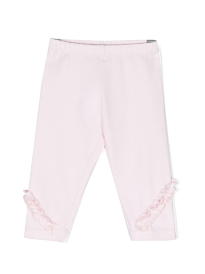 Monnalisa Babies' Ruffled-detail Leggings In Dusty Pink Rose