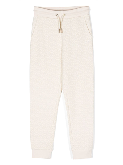 Michael Kors Kids' Monogram-pattern Terry-cloth Jogging Bottoms In Neutrals