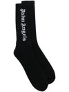 Palm Angels Black Gothic Logo Socks In Black