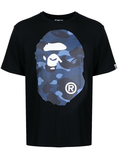 A Bathing Ape Logo-print Crew Neck T-shirt In Black