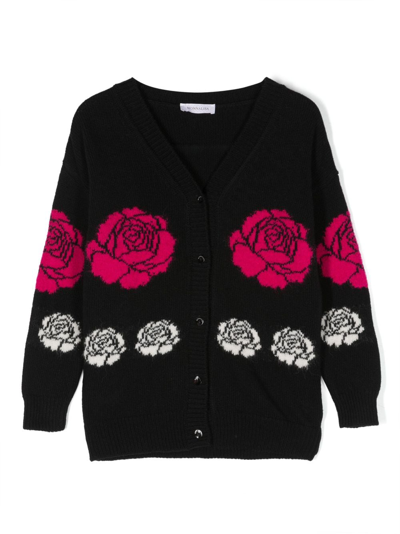 MONNALISA PATTERNED FLORAL-PRINT FINE-KNIT CARDIGAN