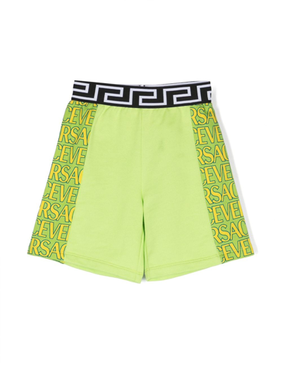 Versace Kids' Logo-print Bermuda Shorts In Green