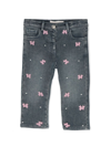 MONNALISA BOW-EMBROIDERED LOGO-PATCH JEANS