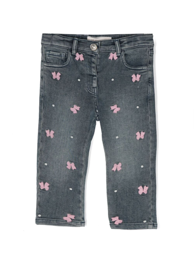 Monnalisa Babies' Bow-embroidered Jeans In Blue