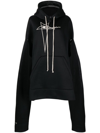 RICK OWENS LOGO-EMBROIDERED POCKETED HOODIE
