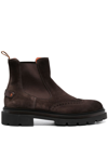 Santoni Chunky Sole Suede Finish Boots In Brown