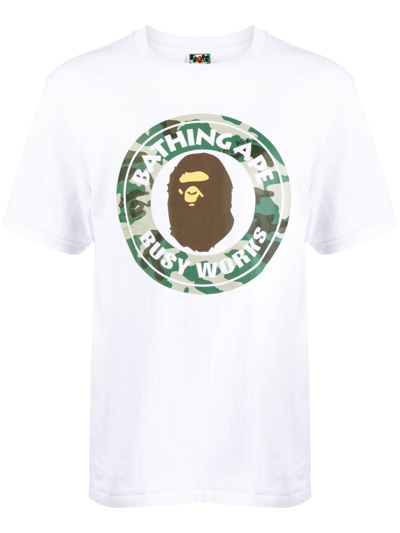 A Bathing Ape Logo-print Short-sleeve T-shirt In White