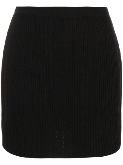 Theory Ribbed-knit Cotton Skirt In Black