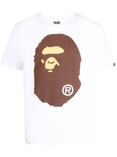A Bathing Ape Logo-print Cotton T-shirt In White