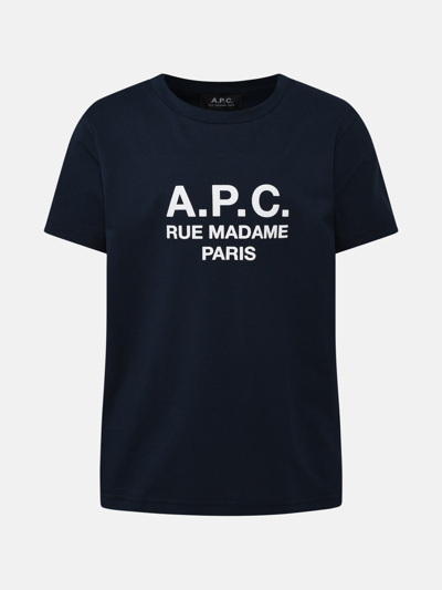 Apc Blue T-shirt For Kids With Logo In Navy