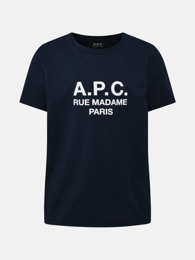 A.p.c. Blue T-shirt For Kids With Logo In Navy