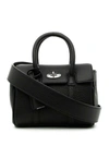 MULBERRY BLACK HAND BAG WITH SILVER-TONE EMBOSSED DETAILS IN LEATHER WOMAN