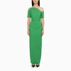 Roland Mouret Asymmetric Off-the-shoulder Wool-blend Maxi Dress In Green
