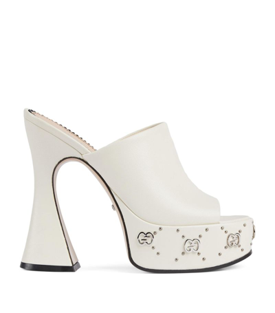 Gucci Gg-studded 110mm Platform Mules In White