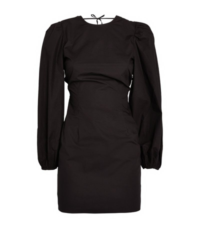 Ganni Jacquard Organza Mini-dress In Black