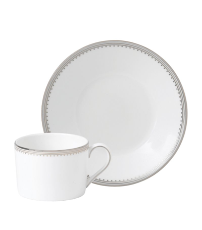 Wedgwood Vera Wang Grosgrain Teacup And Saucer In White