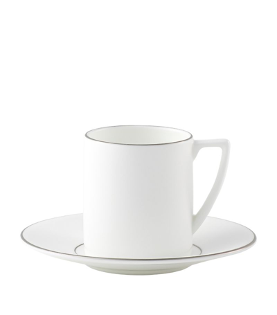 Wedgwood Jasper Conran Platinum Coffee Cup And Saucer In White