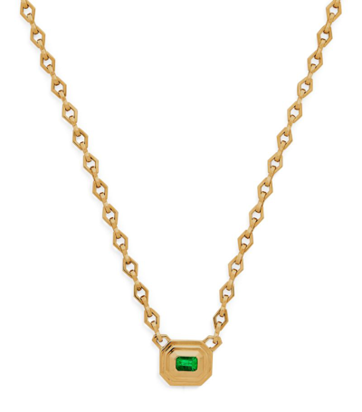 Azlee Yellow Gold And Emerald Staircase Necklace
