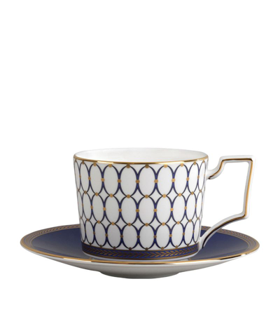 Wedgwood Renaissance Teacup And Saucer In Blue
