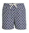 Sandro Mens Bleus Cross Graphic-print Regular-fit Woven Swim Shorts