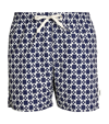 Sandro Mens Bleus Cross Graphic-print Regular-fit Woven Swim Shorts In Square Cross Navy
