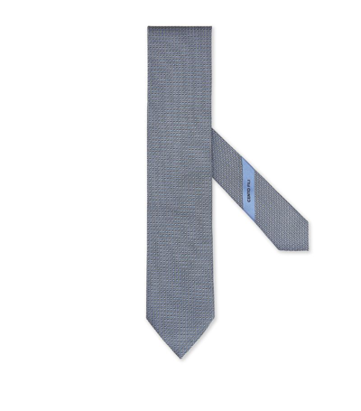 Zegna Silk Printed Tie In Blue