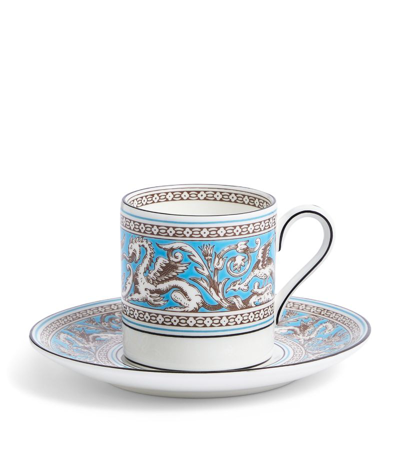 Wedgwood Florentine Turquoise Coffee-cup And Saucer In Blue