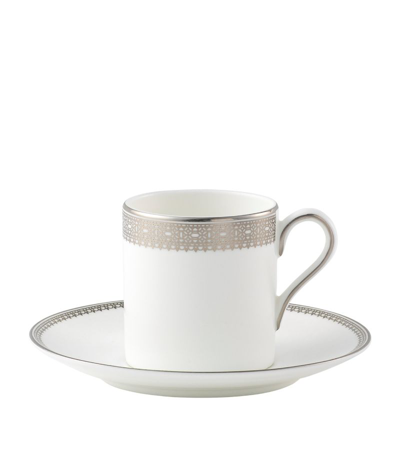 Wedgwood Vera Wang Lace Platinum Coffee Cup And Saucer In White