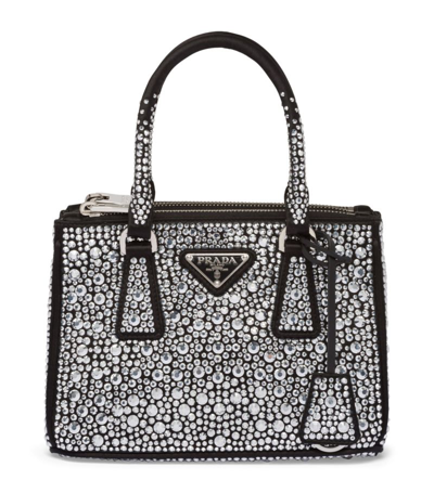 Prada Mini Embellished Galleria Top-handle Bag In Metallic