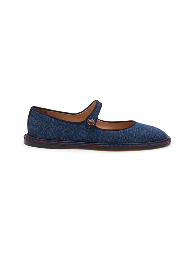 Chloé Rubie Denim Flats In Blue