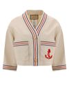 Gucci Linen And Cotton Shirt With Anchor Patch In Beige