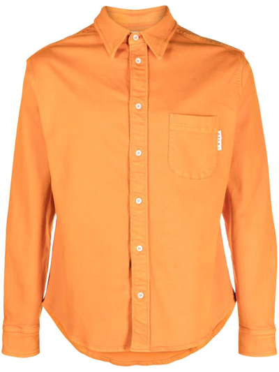 Marni Long-sleeved Cotton Shirt In Orange