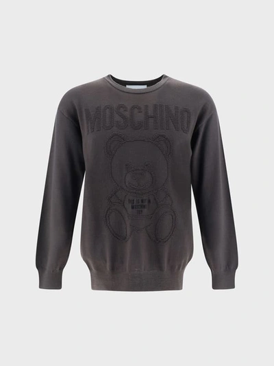 Moschino Gray Jacquard Sweater In Grey