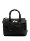 MULBERRY BLACK HAND BAG WITH SILVER-TONE EMBOSSED DETAILS IN LEATHER WOMAN