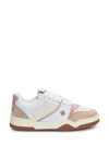 Dsquared2 Textured Leather And Polyamide Sneakers In Bianco-beige-rosa