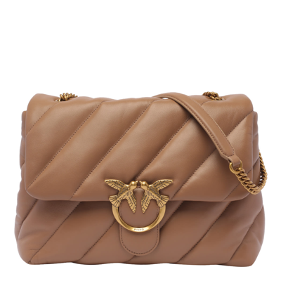 Pinko Love Puffer Big Shoulder Bag In Beige