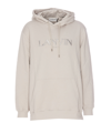 Lanvin Logo Embroidered Cotton Hoodie In Grey