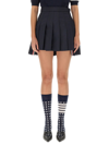 Thom Browne Graphite Wool Mini Skirt For Women In Blu