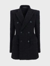 Balenciaga Double-breasted Bouclé Blazer In Black