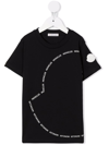 MONCLER BLACK T-SHIRT WITH EMBROIDERED LOGO